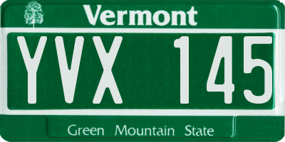 VT license plate YVX145