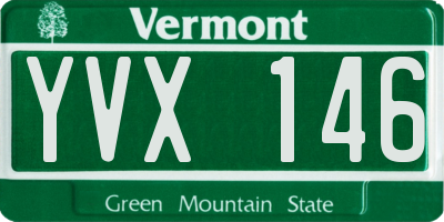 VT license plate YVX146