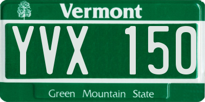 VT license plate YVX150