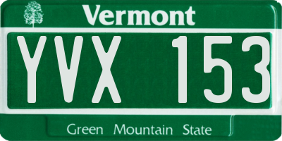 VT license plate YVX153