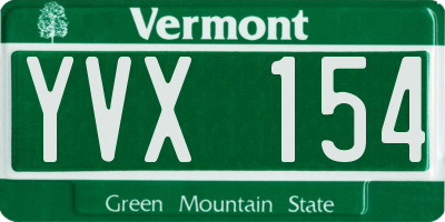 VT license plate YVX154
