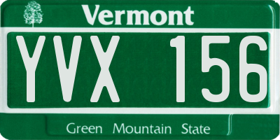 VT license plate YVX156