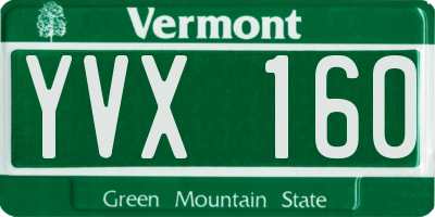 VT license plate YVX160