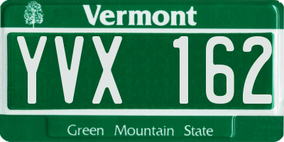 VT license plate YVX162