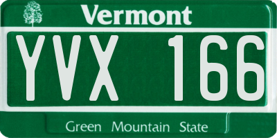 VT license plate YVX166