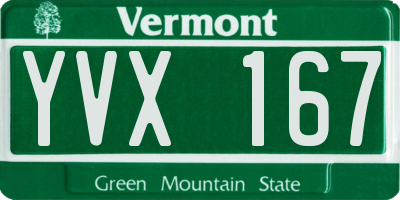 VT license plate YVX167