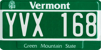 VT license plate YVX168