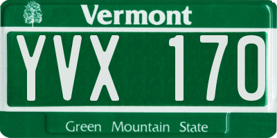 VT license plate YVX170