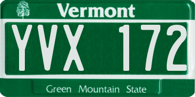 VT license plate YVX172