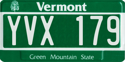 VT license plate YVX179
