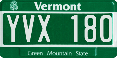 VT license plate YVX180