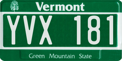 VT license plate YVX181