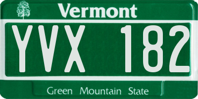 VT license plate YVX182
