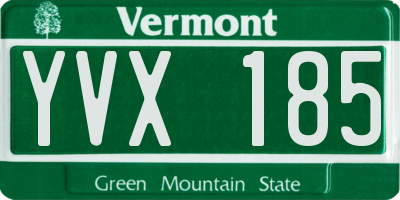 VT license plate YVX185