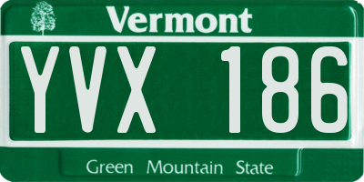 VT license plate YVX186