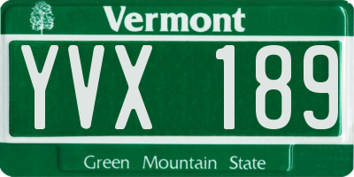 VT license plate YVX189