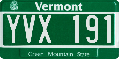 VT license plate YVX191