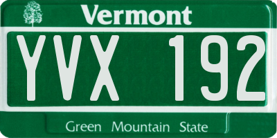 VT license plate YVX192