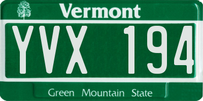 VT license plate YVX194