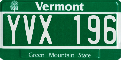 VT license plate YVX196