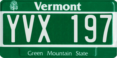 VT license plate YVX197