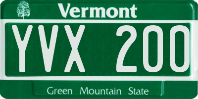 VT license plate YVX200