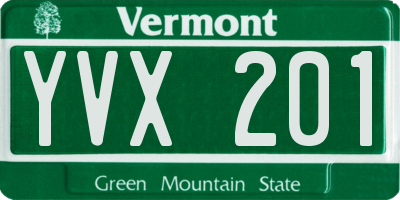 VT license plate YVX201