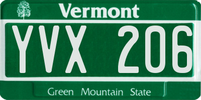 VT license plate YVX206