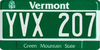 VT license plate YVX207