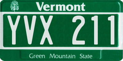 VT license plate YVX211