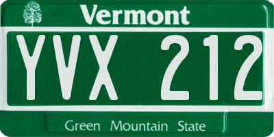 VT license plate YVX212