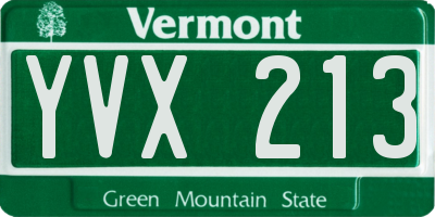 VT license plate YVX213
