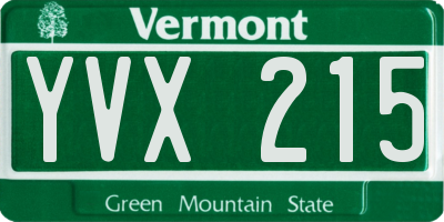 VT license plate YVX215