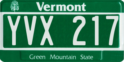 VT license plate YVX217