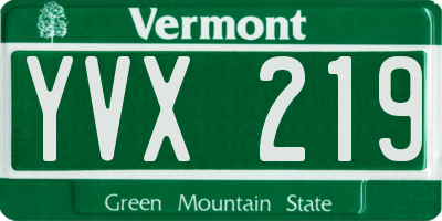 VT license plate YVX219