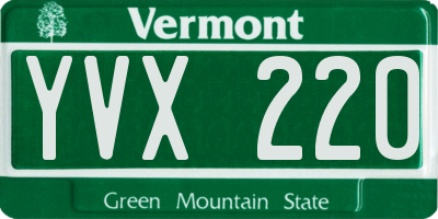 VT license plate YVX220
