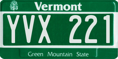 VT license plate YVX221