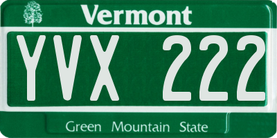 VT license plate YVX222