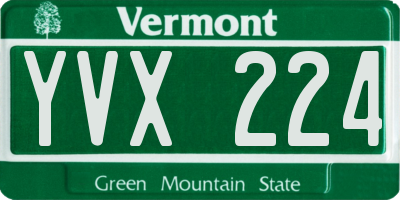 VT license plate YVX224