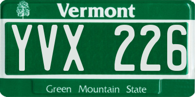 VT license plate YVX226