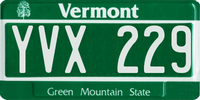 VT license plate YVX229