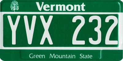 VT license plate YVX232