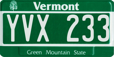 VT license plate YVX233