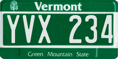 VT license plate YVX234