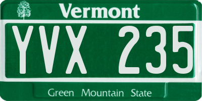 VT license plate YVX235