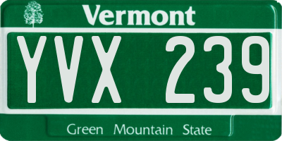 VT license plate YVX239