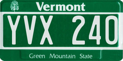VT license plate YVX240