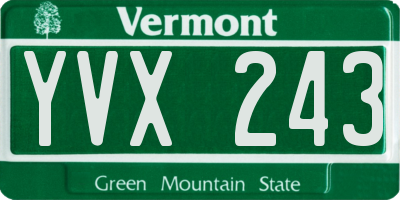 VT license plate YVX243