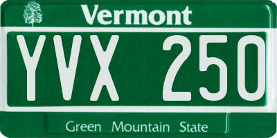 VT license plate YVX250
