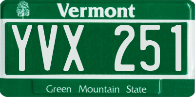 VT license plate YVX251
